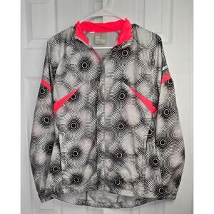 Saucony Women's Runner Jacket Sonic Print  Geometric Black and White- Medium